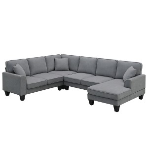 NicBex U-Shaped Modular Sectional Sofa Modern Convertible Upholstered 7 Seat Sofa with 3 Pillows for Living Room,Apartment - 1 of 4