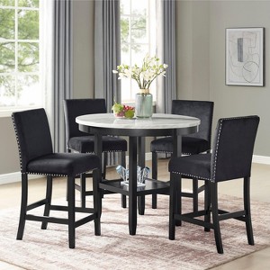 NicBex Dining Table Set for 4 Transitional Style 42" Counter Height Dining Set Faux Marble Table with 4 Chairs for Kitchen - 1 of 4