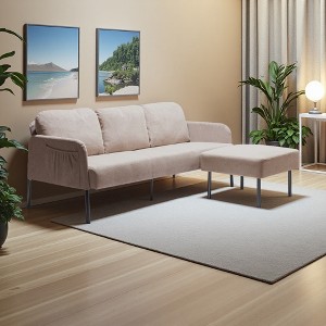 L-Shaped Sectional Sofa with Ottoman, Modern Upholstered Couch for Small Spaces - 1 of 4