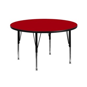Flash Furniture 42'' Round Thermal Laminate Activity Table - Height Adjustable Short Legs - 1 of 2
