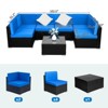 Black Wicker Outdoor Sectional Set with Dark Blue Cushions - 4 of 4