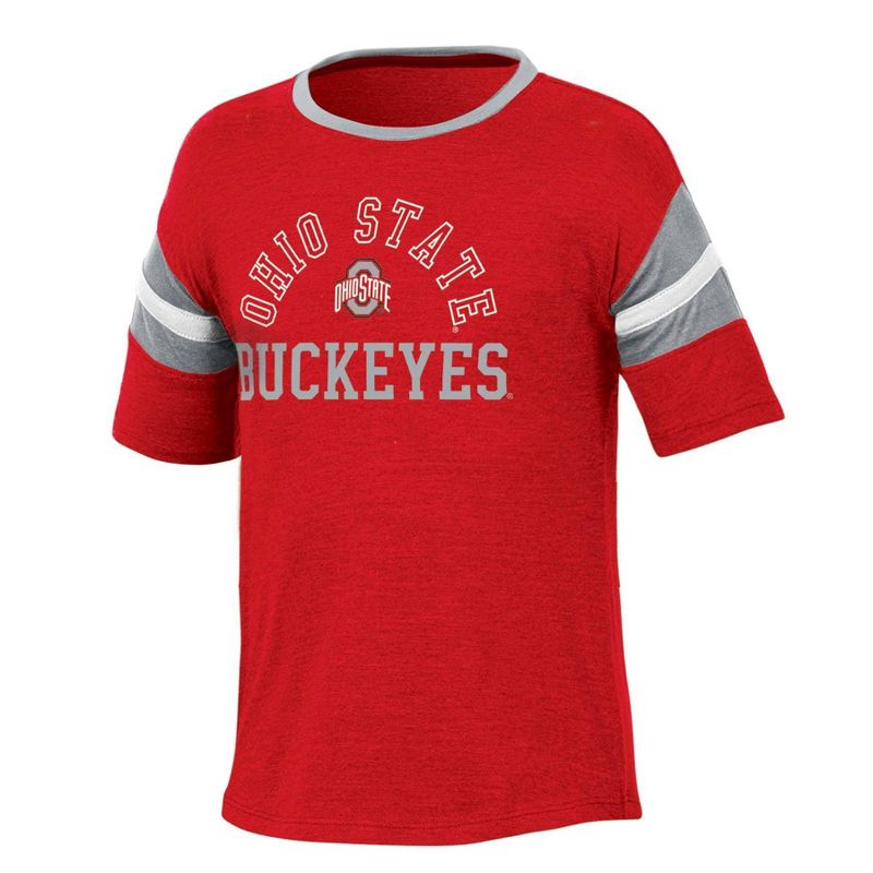 NCAA Ohio State Buckeyes Girls&#39; Short Sleeve Striped Shirt, 1 of 4