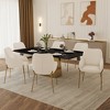 Zaire Upholsters Dining Chair with Padded Seat and Gold Chrome Iron in Beige Velvet - 3 of 4