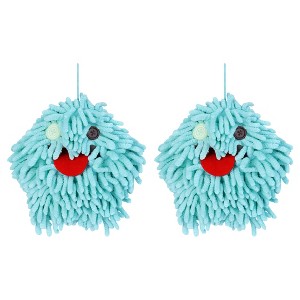 REGALWOVEN Soft Absorbent Chenille Decorative Hanging Ball Hand Towels 2 Pcs - 1 of 4