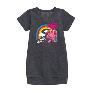 - Trolls - Poppy Singing Graphic Short Sleeve Fleece Dress - 1 of 3