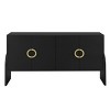 Four-Door Metal Handle Storage Cabinet,  Accent Cabinet Wiht Adjustable Shelf,  Modern Cabinet-Cuddlewood - 3 of 4