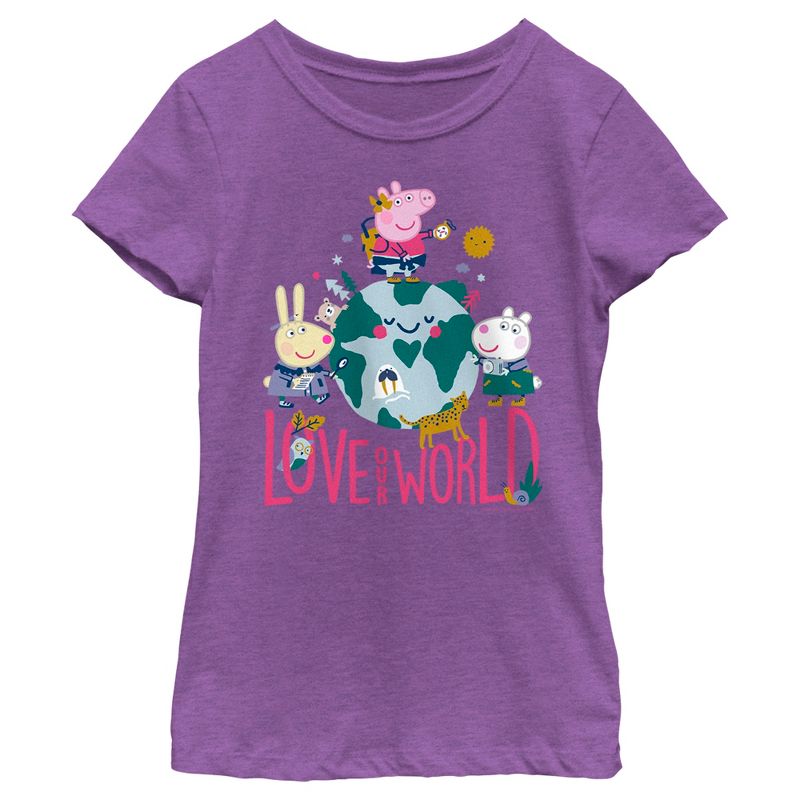 Girl's Peppa Pig Love Our World T-Shirt, 1 of 5