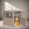 Bencmate Pet Crates and Houses Slanted Roof Dog Crate Lockable Gate Optimal Airflow Easy Setup for Living Room Patio, Brown, 29.65"*21.34"*25.28" - 4 of 4