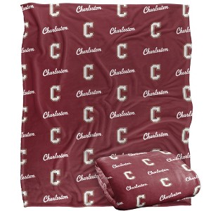 College Of Charleston Logo Pattern Silky Touch Blanket White 50x60 - 1 of 4