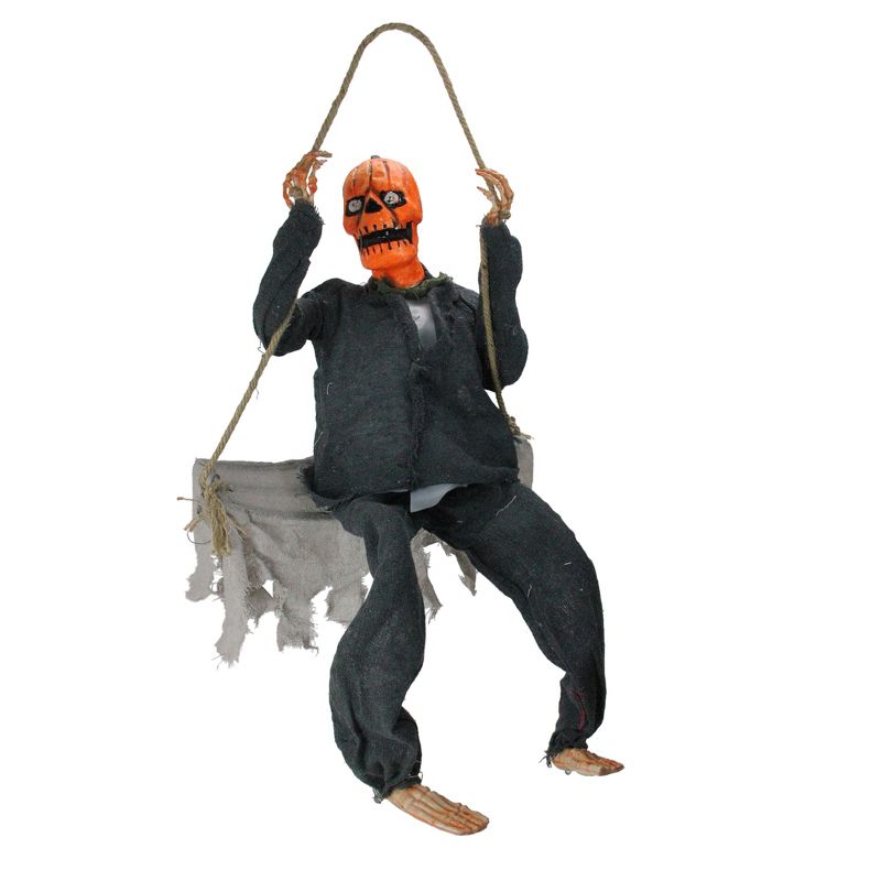 Northlight 30" Animated Swinging Pumpkin Man Halloween Decoration, 1 of 4