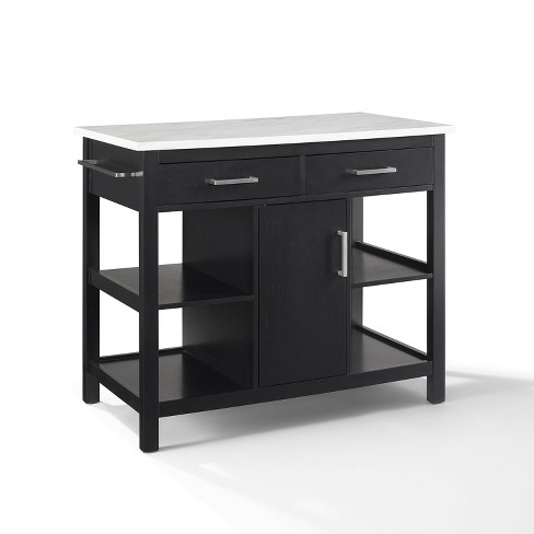 Crosley Oxford Butcher Block Top Kitchen Island in Black