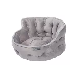 Precious Tails Ultra Plush Mini Tufted Velvet Round Cuddler Cat and Dog Bed - S - Gray