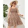 Plus Size Summer Dresses Women  Smocked Flowy Ruffle A Line Maxi Dress - 4 of 4