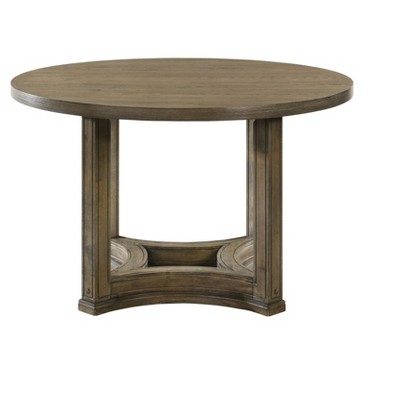 NicBex Round Dining Table 46" Farmhouse Wooden Dining Table Pedestal Base for Dining Room