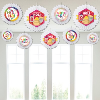 Colorful Holi Festival Hanging Paper Fan Decoration Kit
