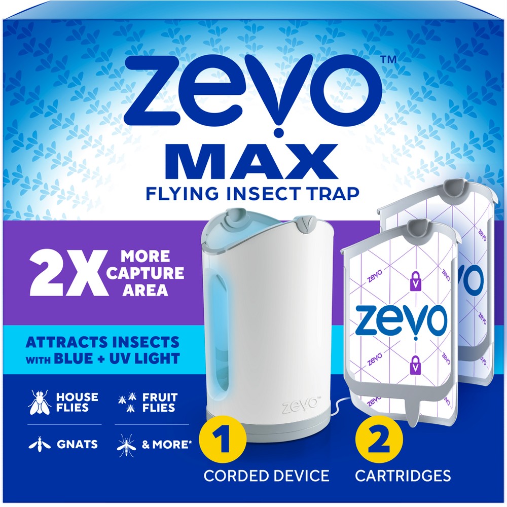 Photos - Other Garden Equipment Zevo Flying Insect Indoor Light Fly Trap Starter Kit, Catches House Flies, Fruit Flies, Gnats & More - 1 Trap + 2 Refills