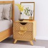 Hotraffy Traditional Style Hand-Carved 2-Drawers Nightstand - 2 of 4