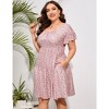 LXT- Women's Plus Size Square Neck Ruffle Sleeve Flowy Floral Summer Midi Dress with Pockets - 4 of 4