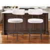 HomeRoots Set of Two 25" Ivory and Black Shearling and Steel Low Back Counter Height Bar Chairs - 2 of 4