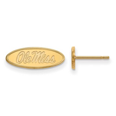Black Bow Jewelry 14k Yellow Gold Mississippi Rebels NCAA Post Earrings
