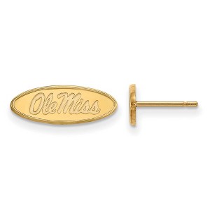 Black Bow Jewelry 14k Yellow Gold Mississippi Rebels NCAA Post Earrings - 1 of 3