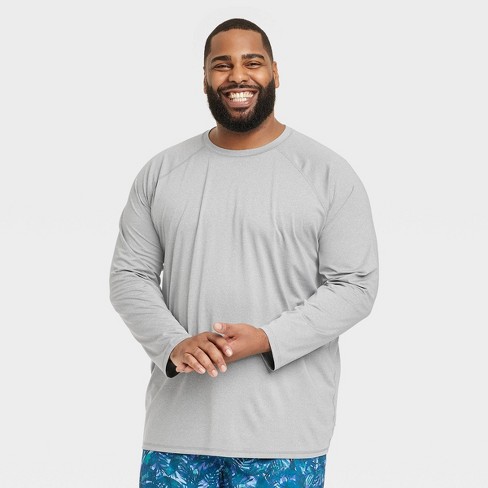 Men's Big & Tall Slim Fit Long Sleeve Rash Guard Swim Shirt - Goodfellow &  Co™ Gray 5XL