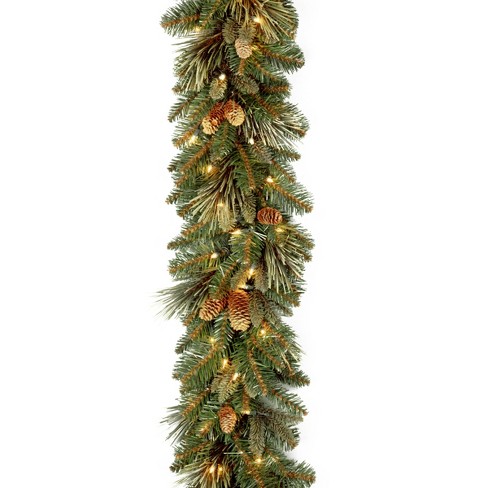 Christmas Garland,Christmas Garland Lights,Lighted Wreaths Light Battery Operated,Pinecones Red Berries,Christmas Decor 9ft, Size: One size, Green