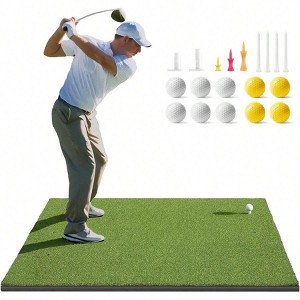 Golf Mat, 5x4ft/5x5ft Dense Elite Hitting Mats with 10 Balls, 9 Tees for Backyard Driving Chipping Indoor Outdoor Use - 1 of 4