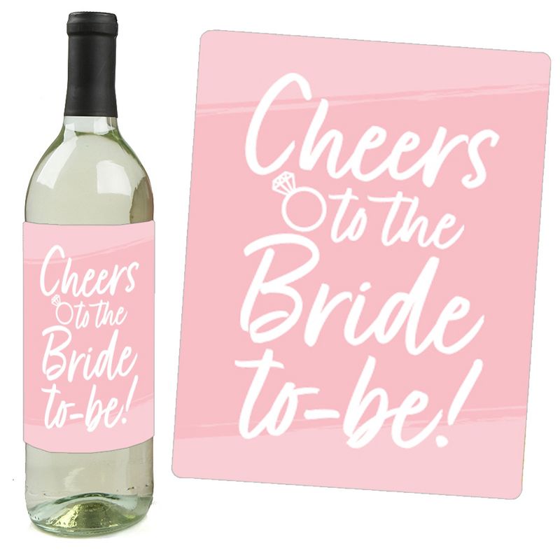 Big Dot of Happiness Pink Elegantly Simple - Wedding or Bridal Shower Guest Party Favors Decorations  - Wine Bottle Label Stickers - Set of 4, 2 of 9