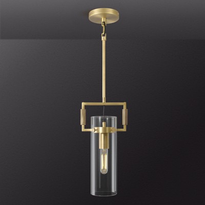 CityFurn 1-Light Cylinder Glass Pendant for Kitchen Island