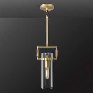 CityFurn 1-Light Cylinder Glass Pendant for Kitchen Island - 1 of 4