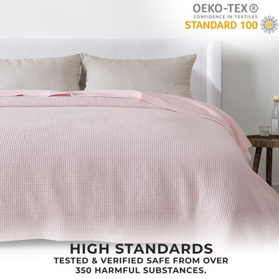 100% Cotton Waffle Weave All-Season Bed Blanket - Great Bay Home (Full / Queen, Blush Pink)