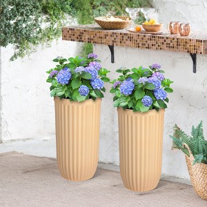 Modern Self Watering Pots for Indoor Outdoor Plants, Large Flower Pot with Water Monitoring Device and Hidden Wheels, Garden Pot - 1 of 4