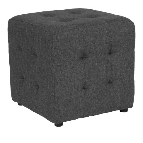 HOMCOM 16 Cube Modern Linen Fabric Pouf Footrest Ottoman - Grey