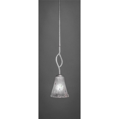 Toltec Lighting Revo 1 - Light Pendant in  Dark Granite with 5.5" Fluted Frosted Crystal Shade