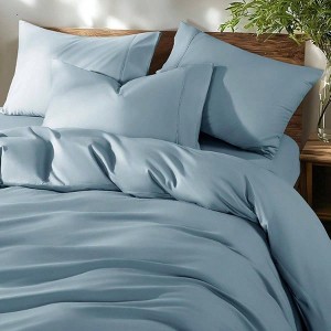 100 Egyptian Cotton King Duvet Cover, 600 Thread Count, Sateen Weave, Zipper Closure, Hotel Style, 3 Piece Set - 1 of 4