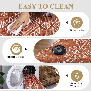 Faux Wool Modern Bohemian  Printed Area Rug Low Pile Non Slip Non Shedding Pet Friendly Machine Washable Carpet Perfect for Home Decoration - 1 of 4