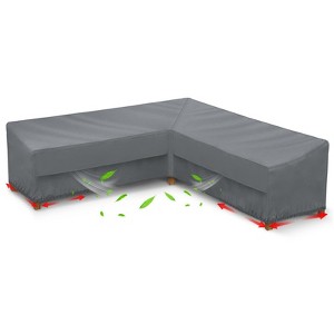 Akefit V-Shaped Patio Sectional Sofa Cover Waterproof Windproof Outdoor Furniture Protector Gray with Vents - 1 of 4