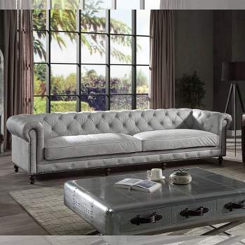 122.05" Ofer Sofa Vintage White Top Grain Leather - Acme Furniture