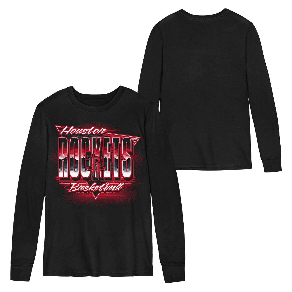 NBA Houston Rockets Kids' Black Long Sleeve T-Shirt - XS