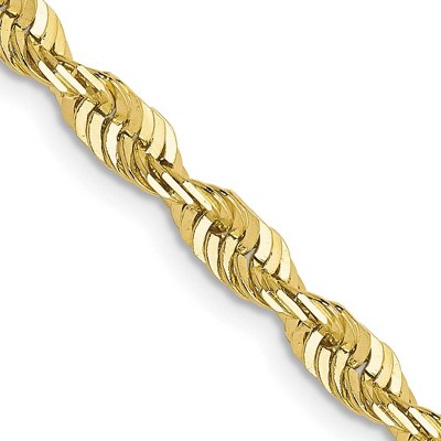 Black Bow Jewelry 3.5mm 10k Yellow Gold Diamond-Cut Solid Rope Chain Necklace