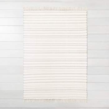 5'x7' Stripe with Fringe Area Rug Gray - Hearth & Hand™ with Magnolia