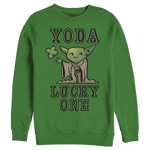 Men's Star Wars St. Patrick's Day Cartoon Yoda Lucky One Sweatshirt - 1 of 4