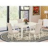 HomeStock 5-Pc Linen White Finish Solid Wood Top - Rectangular Dining Room Set - Seats 4 - 2 of 4