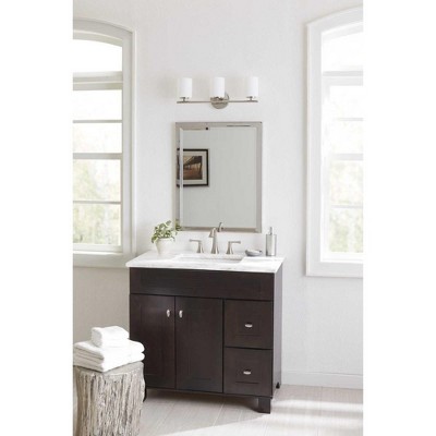 Polished Nickel 22" Dimmable Outdoor Vanity Light with Etched Glass Shades