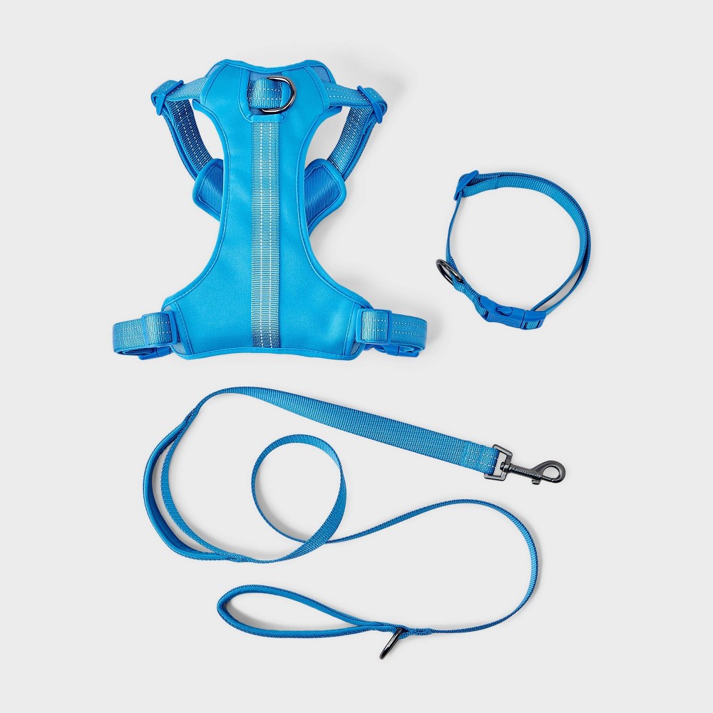 Comfort Walk Dog Collar Harness Leash Set - 60" - XL - Blue - Boots & Barkley™ 3pc