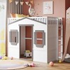 NicBex Twin Size Loft Bed Classic House Shape Pine Bunk Bed Frame with Windows, Ladder and Full Length Guardrail, No Box Spring Required - 2 of 4