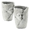 YUHAO Set of 2 Sleep Face Accent Planters for Indoor Outdoor Home Garden Decor，6.5"x6"x8.5" - 2 of 4