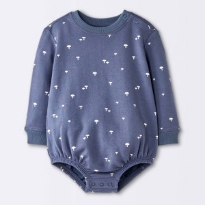 Baby Boys' Mushroom Sweatshirt Romper - Cloud Island™ Navy Blue - 1 of 4