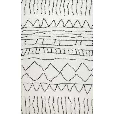 nuLOOM 5' x 8' Cozy Plush SuperiorWash Area Rug, Machine Washable, Non-Slip, Soft Fluffy Shag Carpet for Living Room Bedroom Nursery, Sandie Black